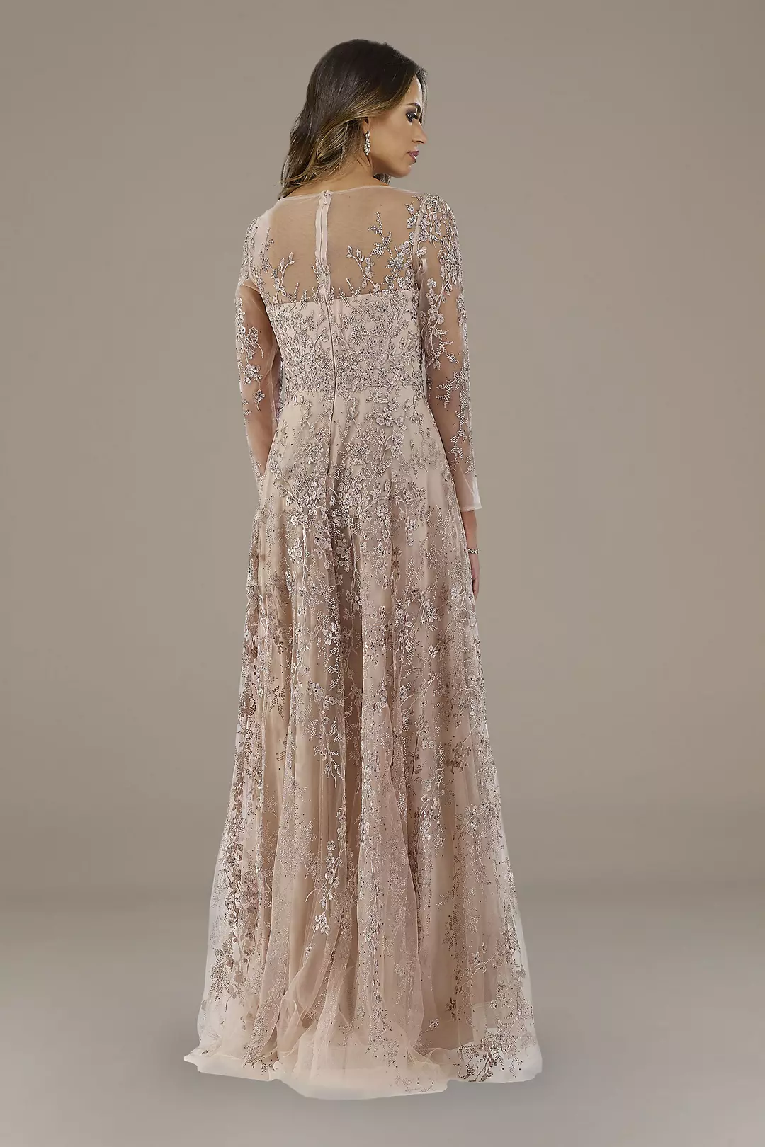 Lara Evette Lace A-Line Long Sleeve Gown Image 2