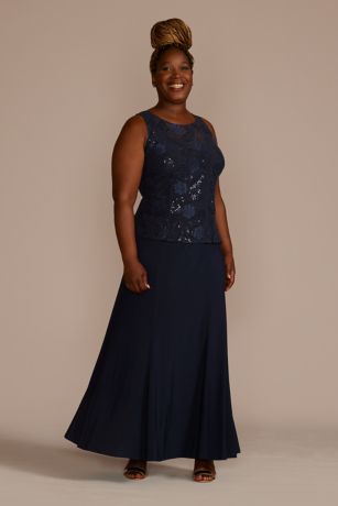 Embroidered Jersey A-Line Jacket Dress | David's Bridal