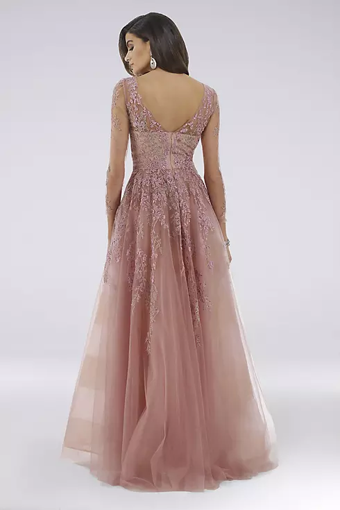 Lara Davi Floral Applique Lace Ball Gown Image 2