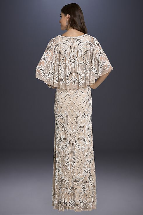 Lara Beckah Beaded Gown with Attached Capelet Image 2