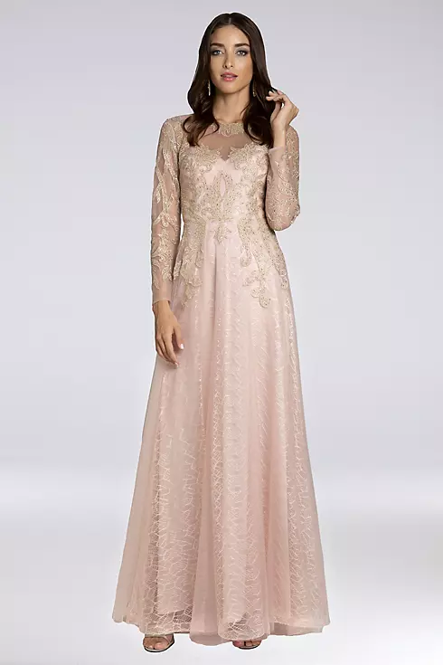 Lara Brianna Lace A-Line Gown with Long Sleeves Image 1