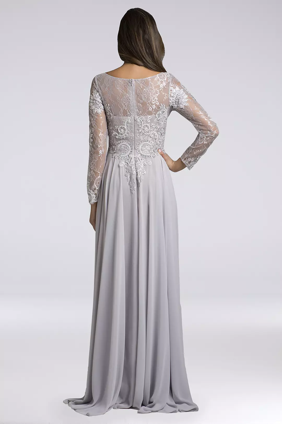 Lara Alexandra Long Sleeve Chiffon A-Line Gown | David's Bridal
