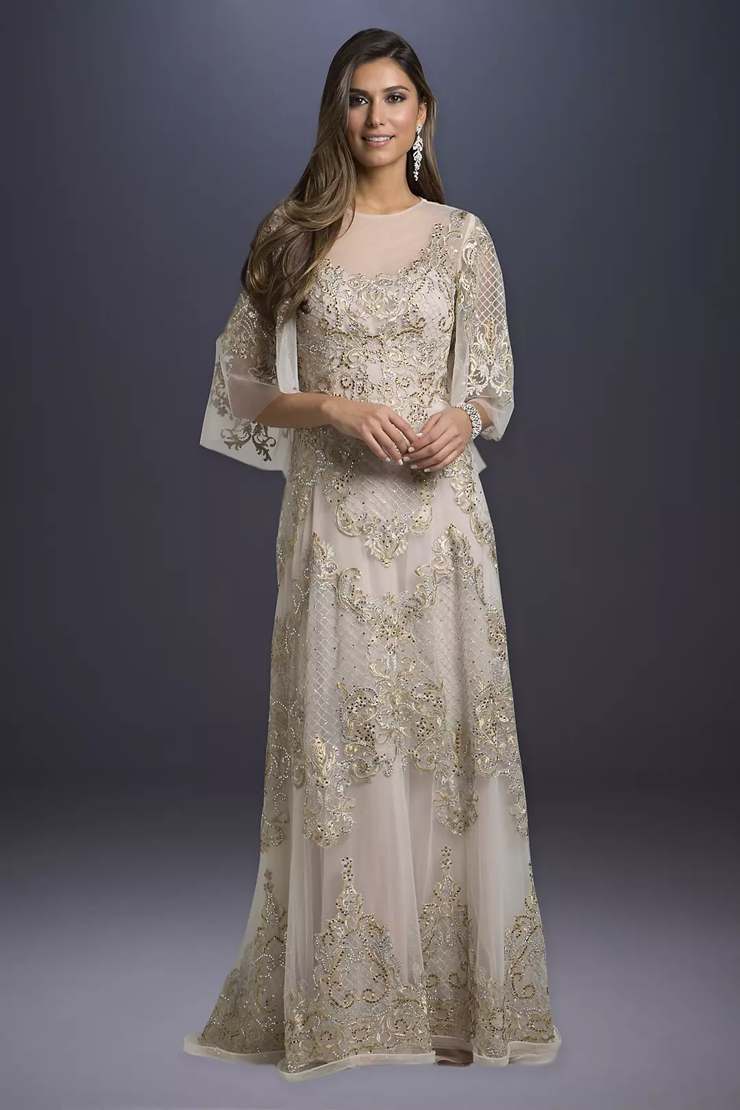 Lara Amber Lattice Lace Wedding Dress Image