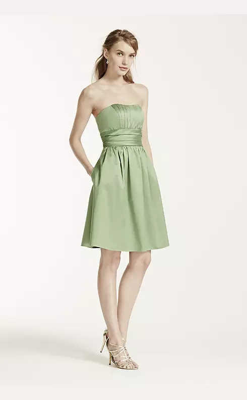 Cotton Sateen Short Strapless Ruched Dress  Image 2