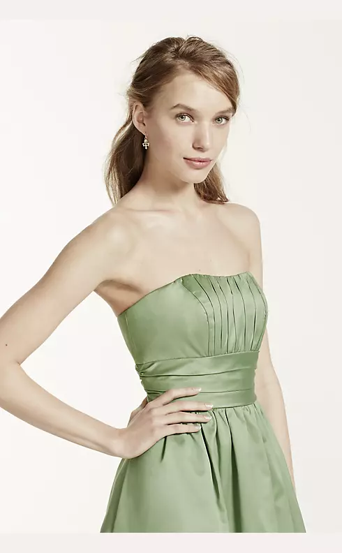 Cotton Sateen Short Strapless Ruched Dress  Image 7