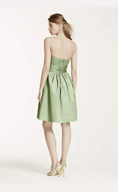 Cotton Sateen Short Strapless Ruched Dress  Image 3