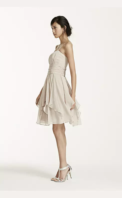 Strapless Chiffon Dress with Layered Skirt Image 3