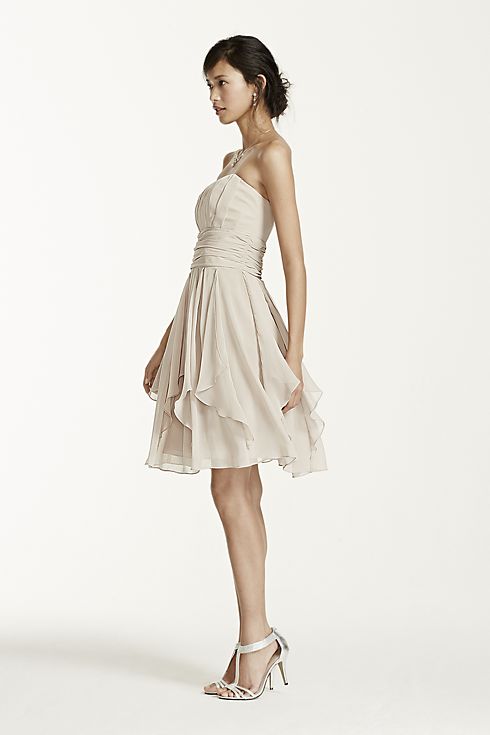 Strapless Chiffon Dress with Layered Skirt Image 6