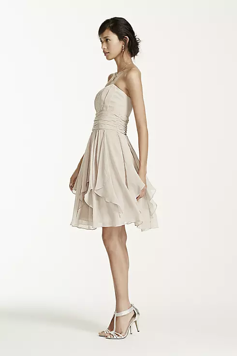 Strapless Chiffon Dress with Layered Skirt Image 3