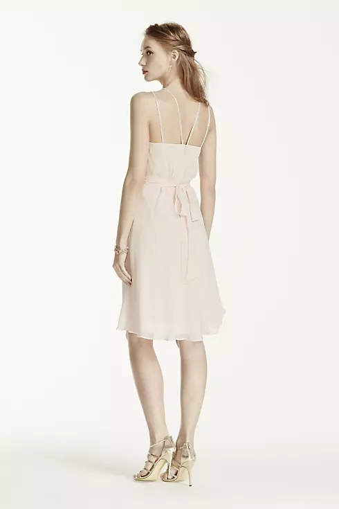 Short Sleeveless Chiffon Dress with Beaded Straps Image 2