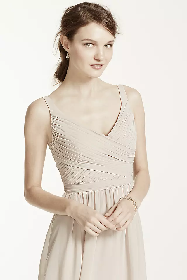 Short Chiffon V-Neck Dress with Ruching Image 5