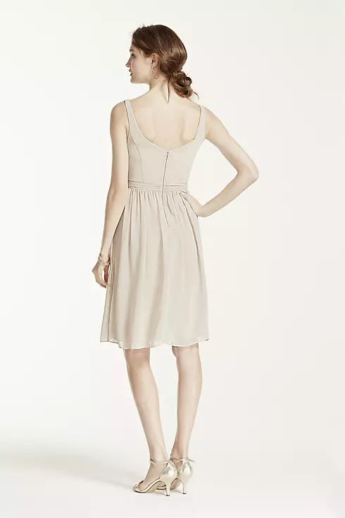Short Chiffon V-Neck Dress with Ruching Image 2