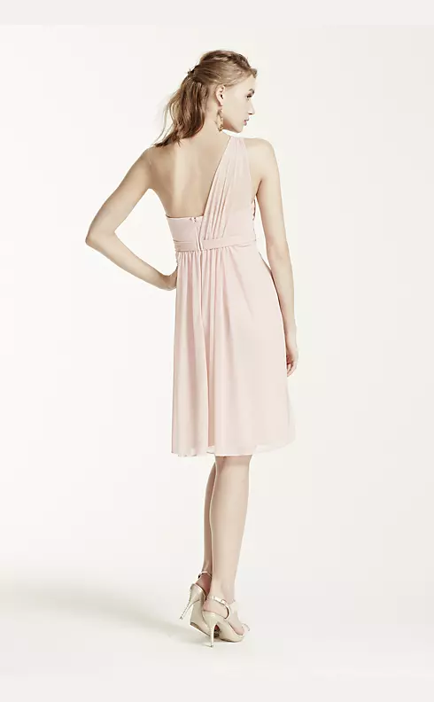 One Shoulder Short Dress with Illusion Neck Image 2