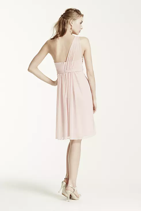 One Shoulder Short Dress with Illusion Neck Image 2