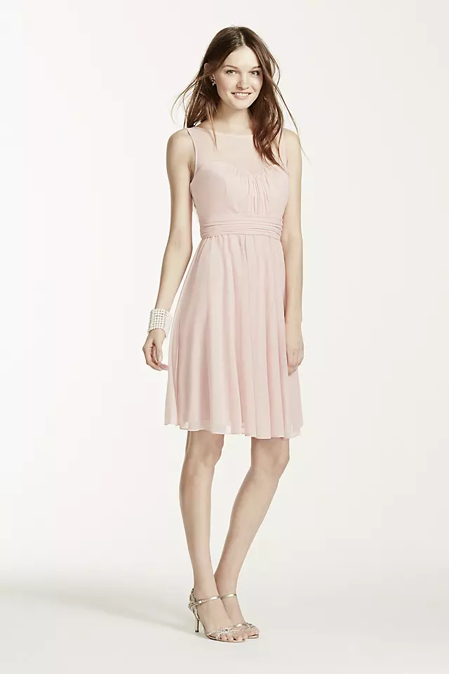 Short Mesh Dress with Sweetheart Illusion Neckline Image 2