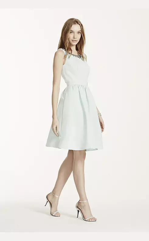 Sleeveless Faille Dress with Beaded Neckline Image 5
