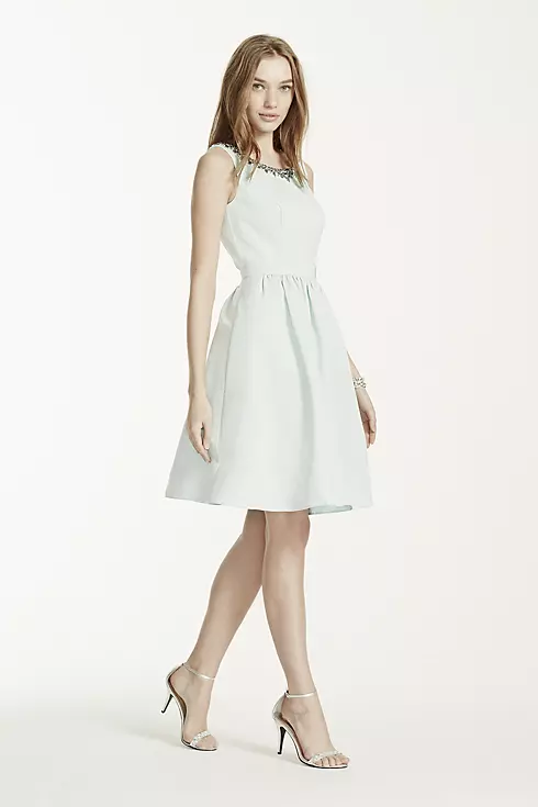 Sleeveless Faille Dress with Beaded Neckline Image 5