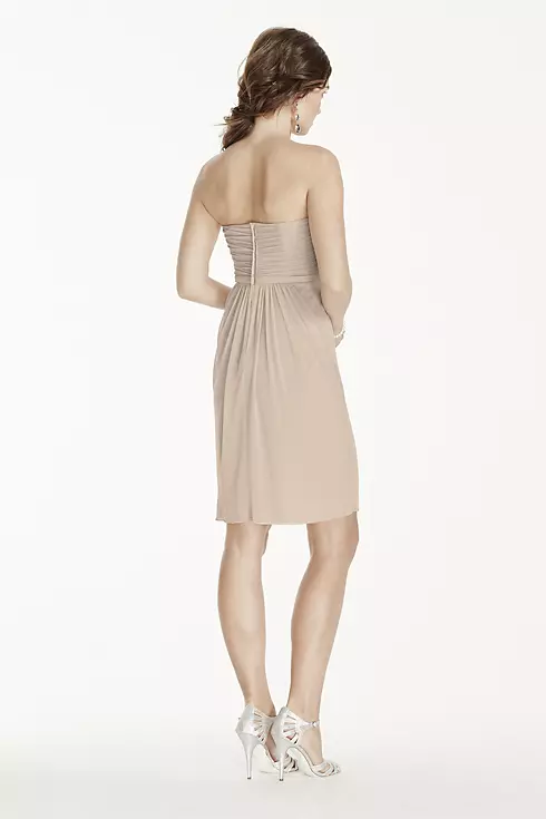Short Strapless Mesh Dress with Pleated Bodice Image 2