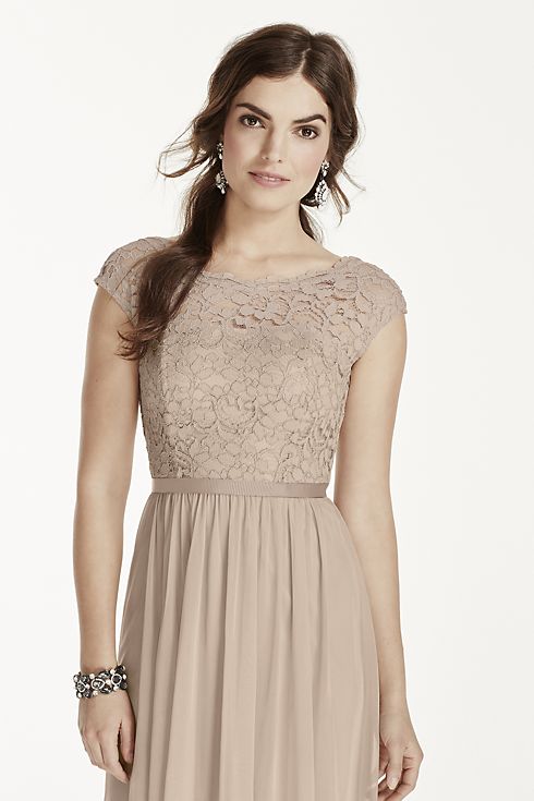 Short Lace and Mesh Dress with Illusion Neckline Image 3