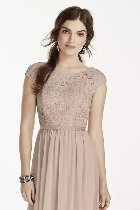 Short Lace and Mesh Dress with Illusion Neckline Image 3