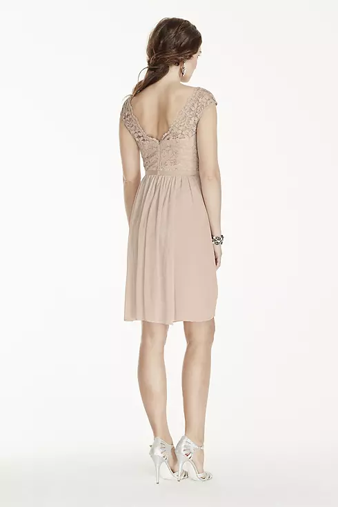 Short Lace and Mesh Dress with Illusion Neckline Image 2