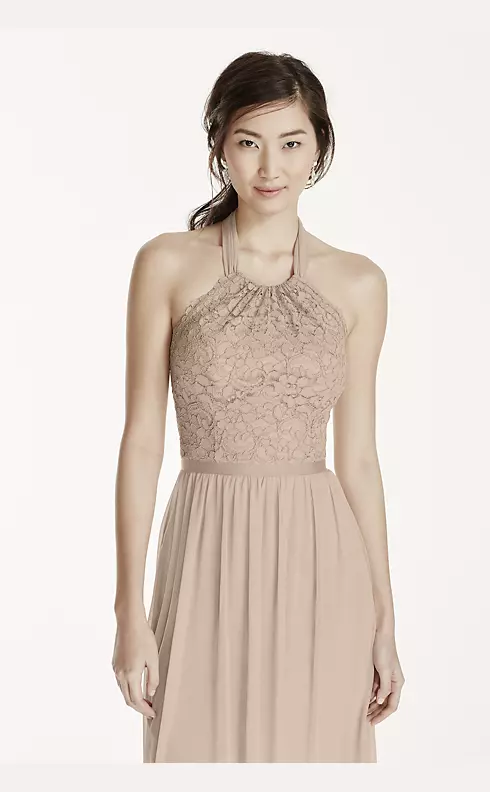 Short Lace Mesh Dress with Halter Neckline Image 3