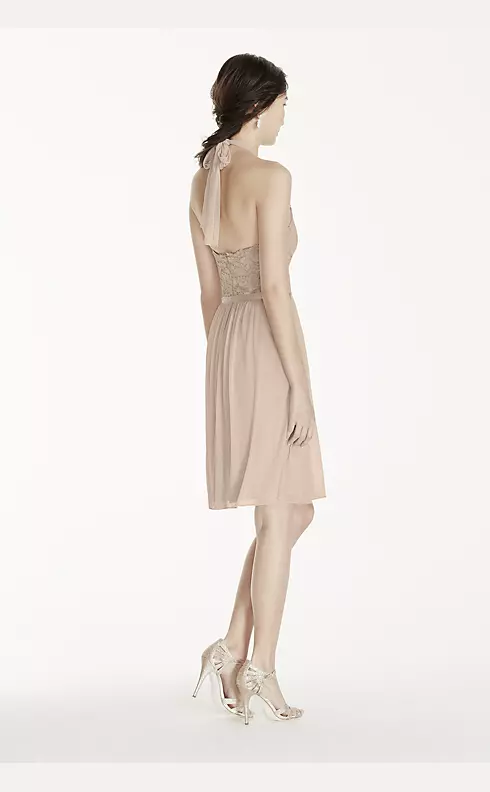 Short Lace Mesh Dress with Halter Neckline Image 2