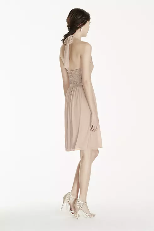Short Lace Mesh Dress with Halter Neckline Image 2