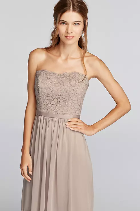 Short Scalloped Strapless Lace Mesh Dress Image 3