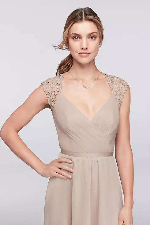 Mesh Dress with Lace Sleeves and Keyhole Back Image 3