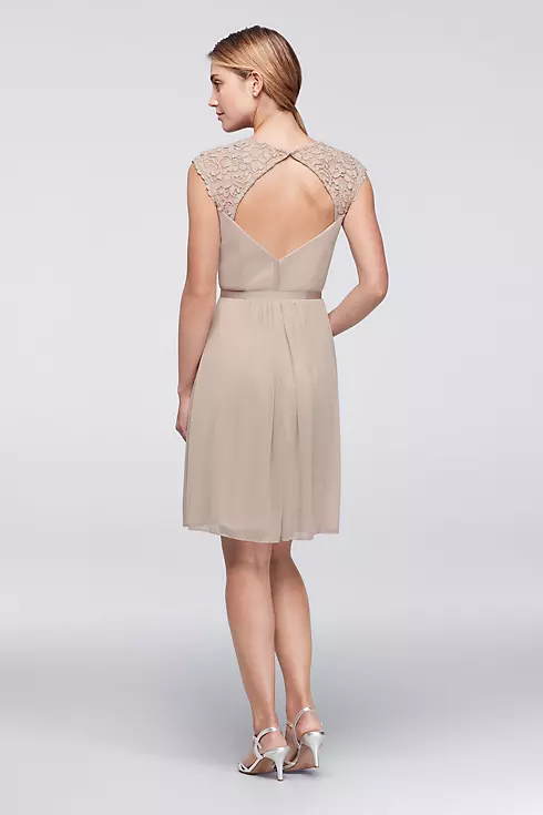 Mesh Dress with Lace Sleeves and Keyhole Back Image 2