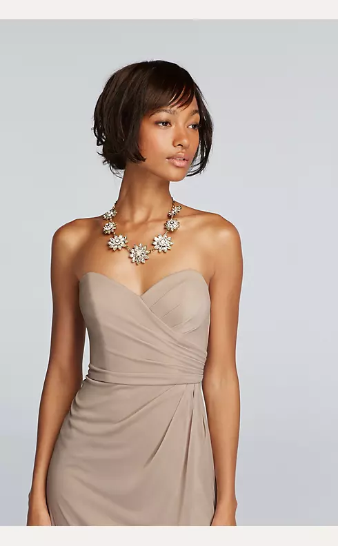 Short Strapless Mesh Dress with Sweetheart Neck Image 3
