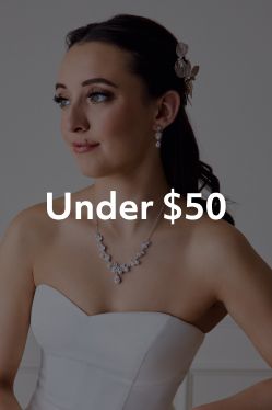 bride in a jewelry set promoting under $50