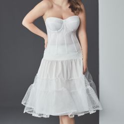 cropped image of a bride in a slip