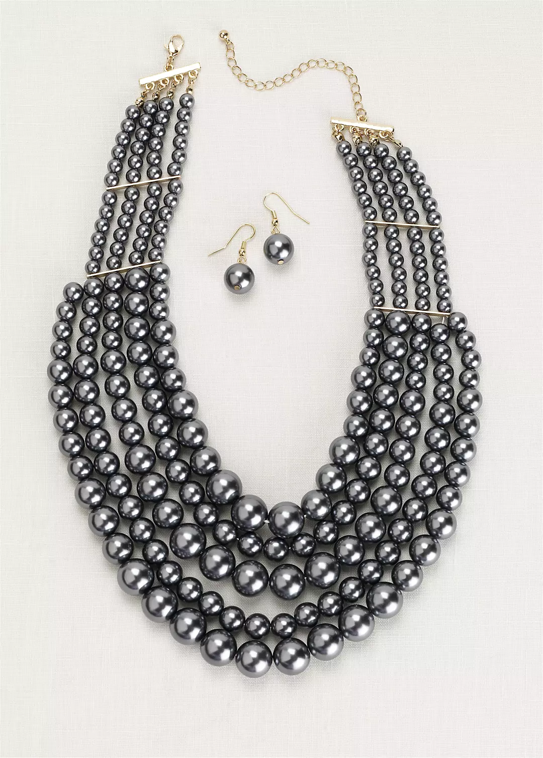 Layered Pearl Necklace and Earring Set Image 2