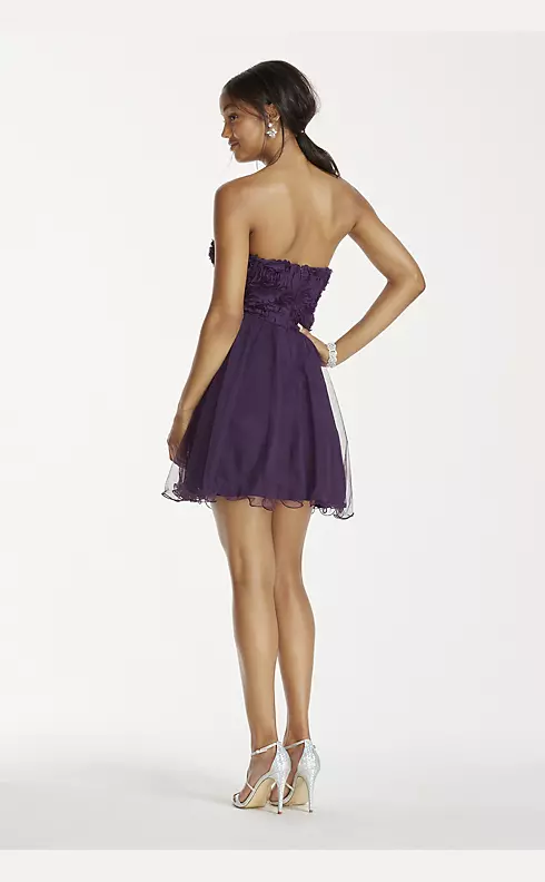 Strapless 3D Floral Bodice Dress with Tulle Skirt Image 2