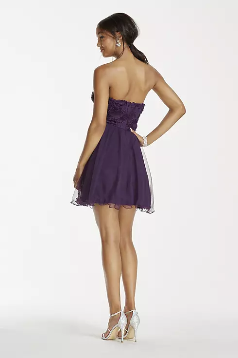 Strapless 3D Floral Bodice Dress with Tulle Skirt Image 2