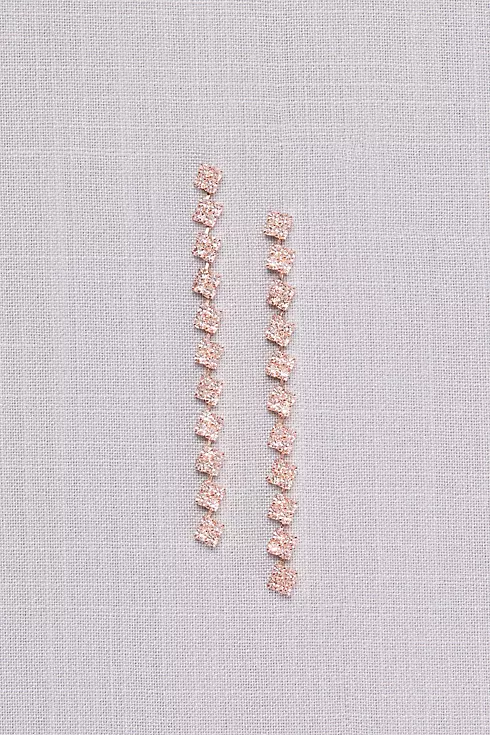 Square Crystal Long Drop Earrings Image 1
