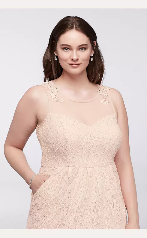 Short Sleeveless Glitter Lace Dress  Image 3