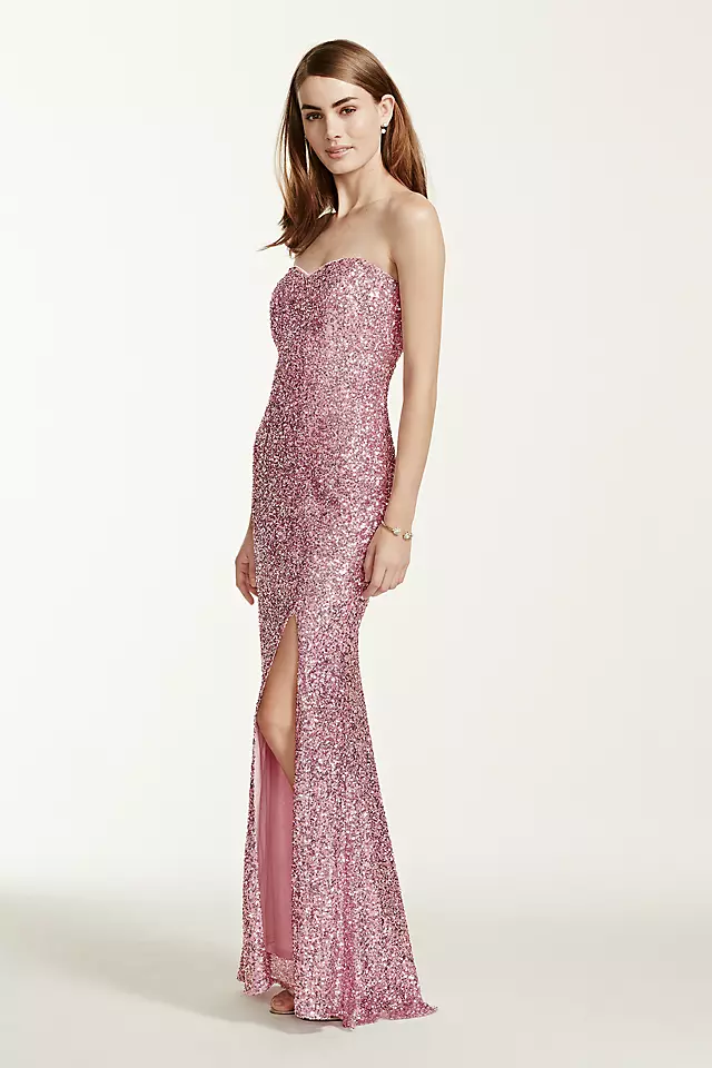 Strapless All Over Sequin Dress Image 3