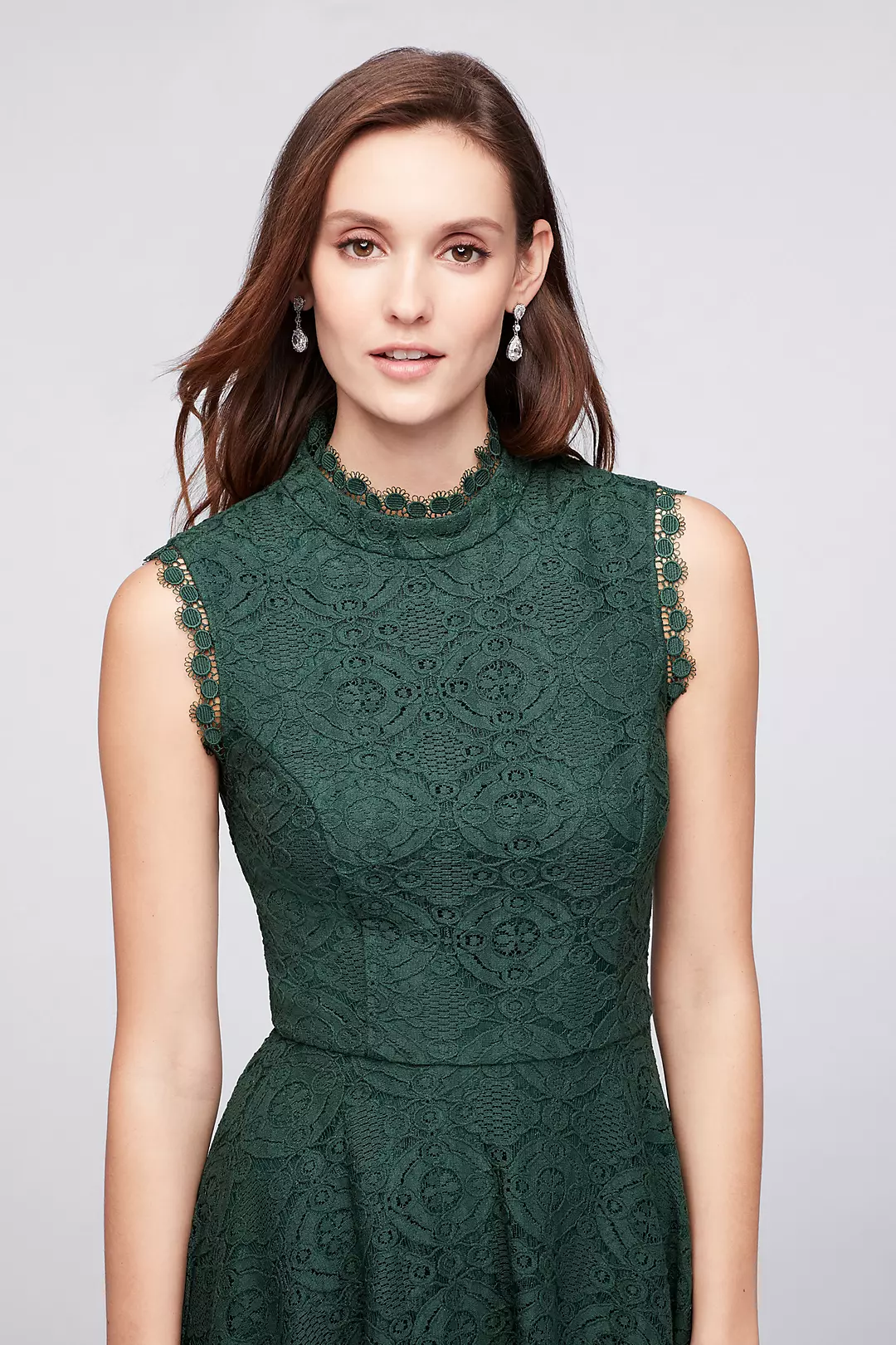 Mock-Neck Lace Fit-and-Flare Dress Image 3