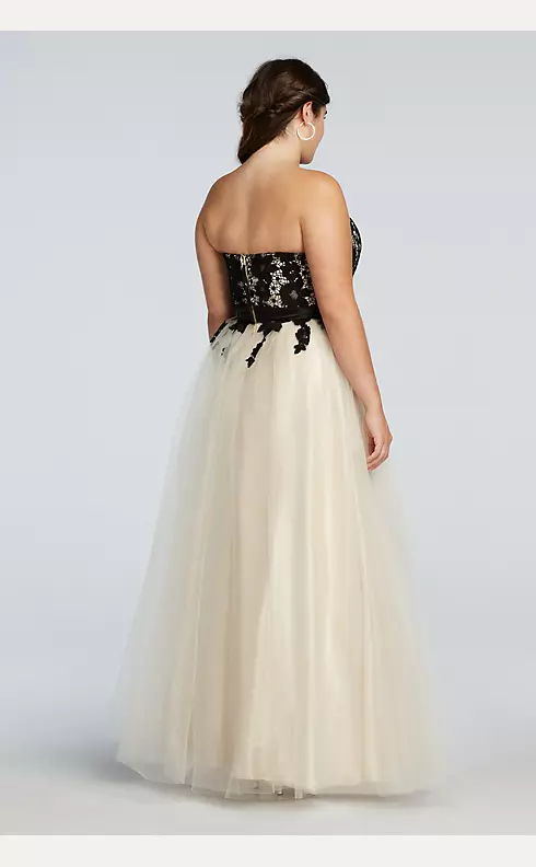 Strapless Lace Prom Dress with Tulle Skirt  Image 2