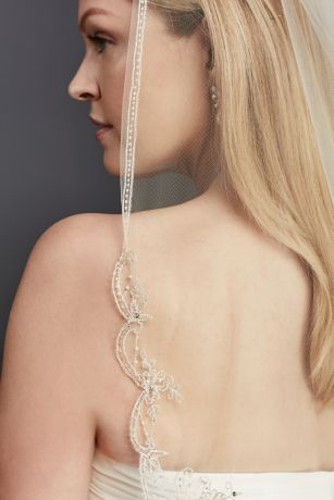 Metallic Mid Length Veil with Beaded Edge | David's Bridal