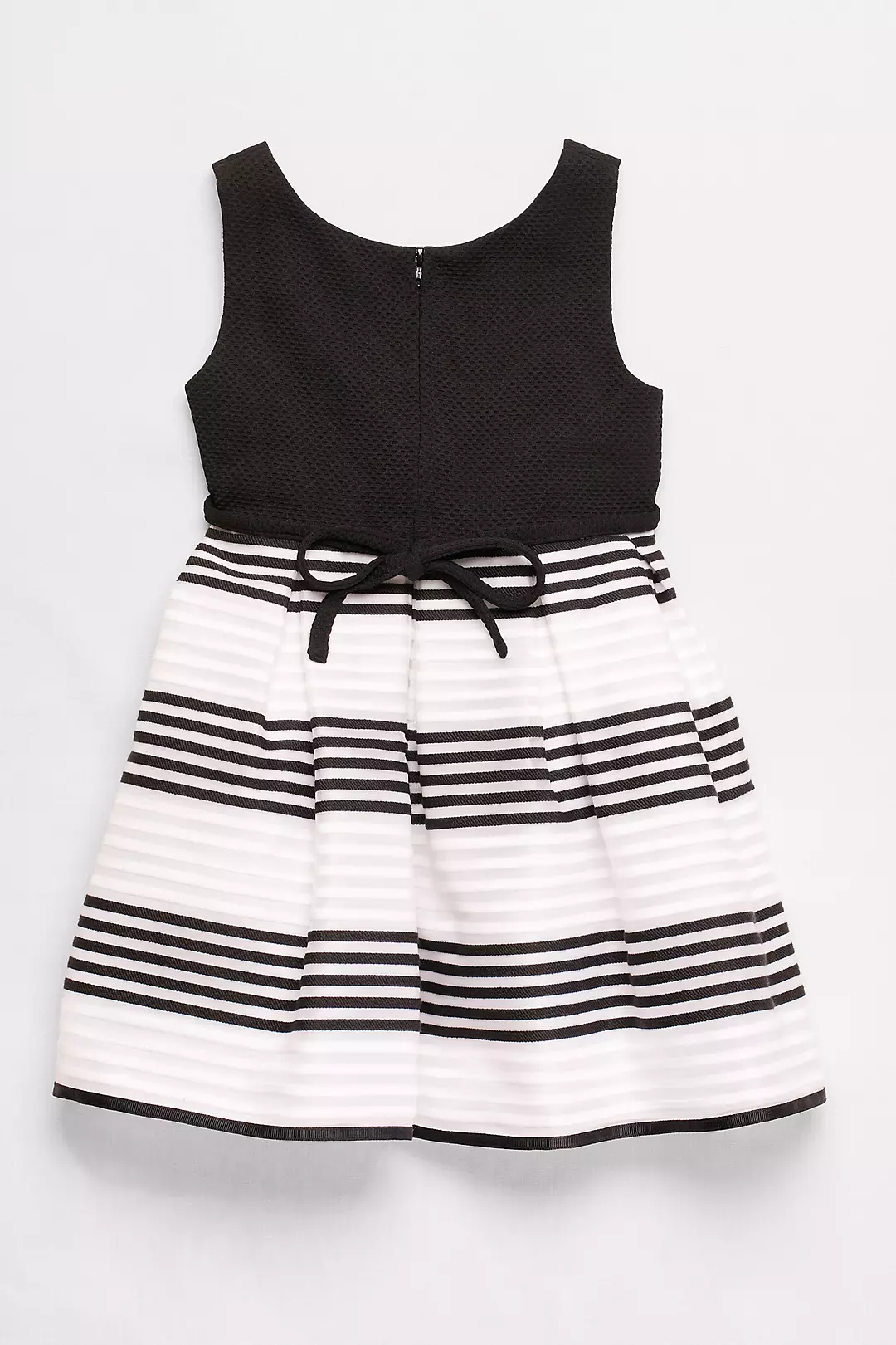 Striped Skirt Fit and Flare Dress with Beaded Belt Image