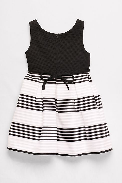 Striped Skirt Fit and Flare Dress with Beaded Belt Image