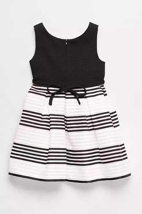 Striped Skirt Fit and Flare Dress with Beaded Belt Image 1