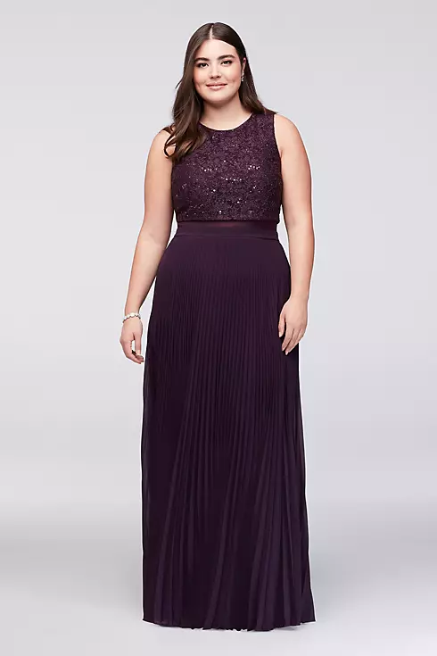 Sequined Faux Two-Piece Dress with Pleated Skirt Image 1