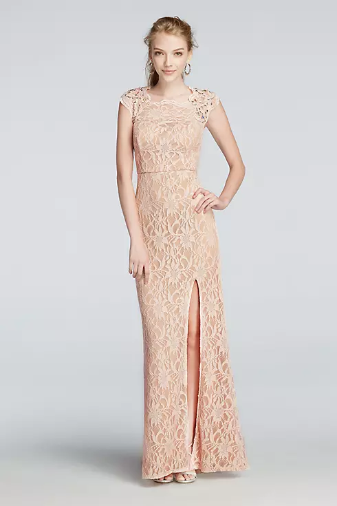 All Over Lace Prom Dress with Side Slit Skirt Image 1