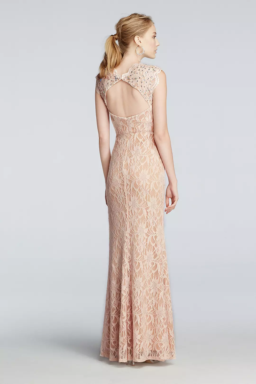All Over Lace Prom Dress with Side Slit Skirt Image 2