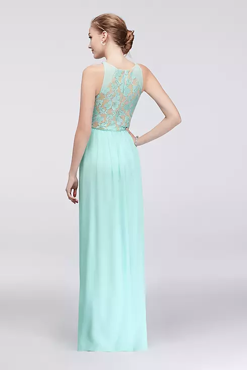 Sleeveless Glitter Lace and Chiffon Dress Image 2